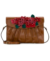 Patricia Nash Chalaronne Medium Leather Hydrangea Embellishment Clutch Crossbody Bag