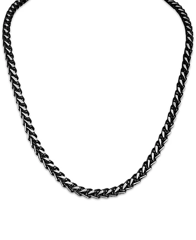 Esquire Men's Jewelry Black and Silver Wheat Chain Necklace