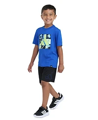 adidas Boys' 2T-7 Essential Graphic T-Shirt and Shorts, 2-Piece Set