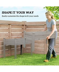 Outsunny 2 Tier Raised Garden Bed, Elevated Wooden Planter Box,