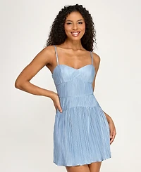 Seni & Cade Juniors' Sweetheart Neck Pleated Dress