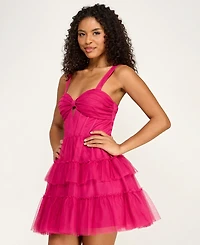 Seni & Cade Juniors' Sweetheart Neck Tiered Skirt Dress