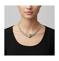 Glamorous 14K Gold Plated Necklace with Cubic Zirconia Leopard Design