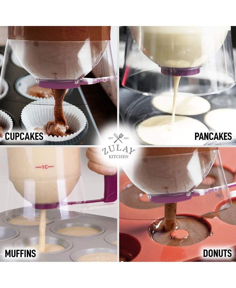 4 Cup Pancake Batter Dispenser with Squeeze Handle - Pancake Dispenser for Batter with Measuring Label