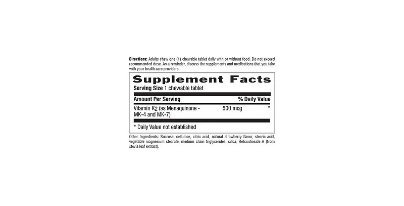 Country Life K2 Complex, 500 Mcg, 60 Chewable Tablets