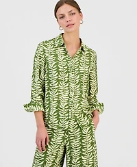 I.n.c. International Concepts Petite Printed Long-Sleeve Button-Front Blouse, Macy's Exclusive
