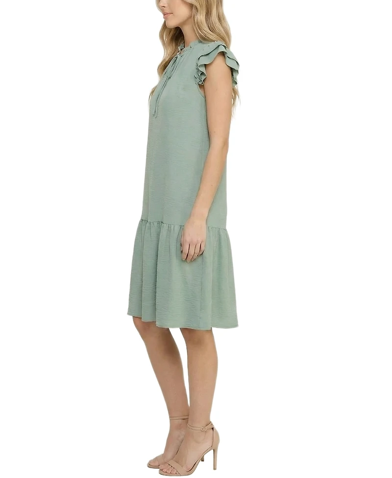 Ny Collection Women's Flutter-Sleeve Flounced Dress