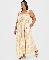 Full Circle Trends Plus Size Poof Strap Square Neck Rayon Dress