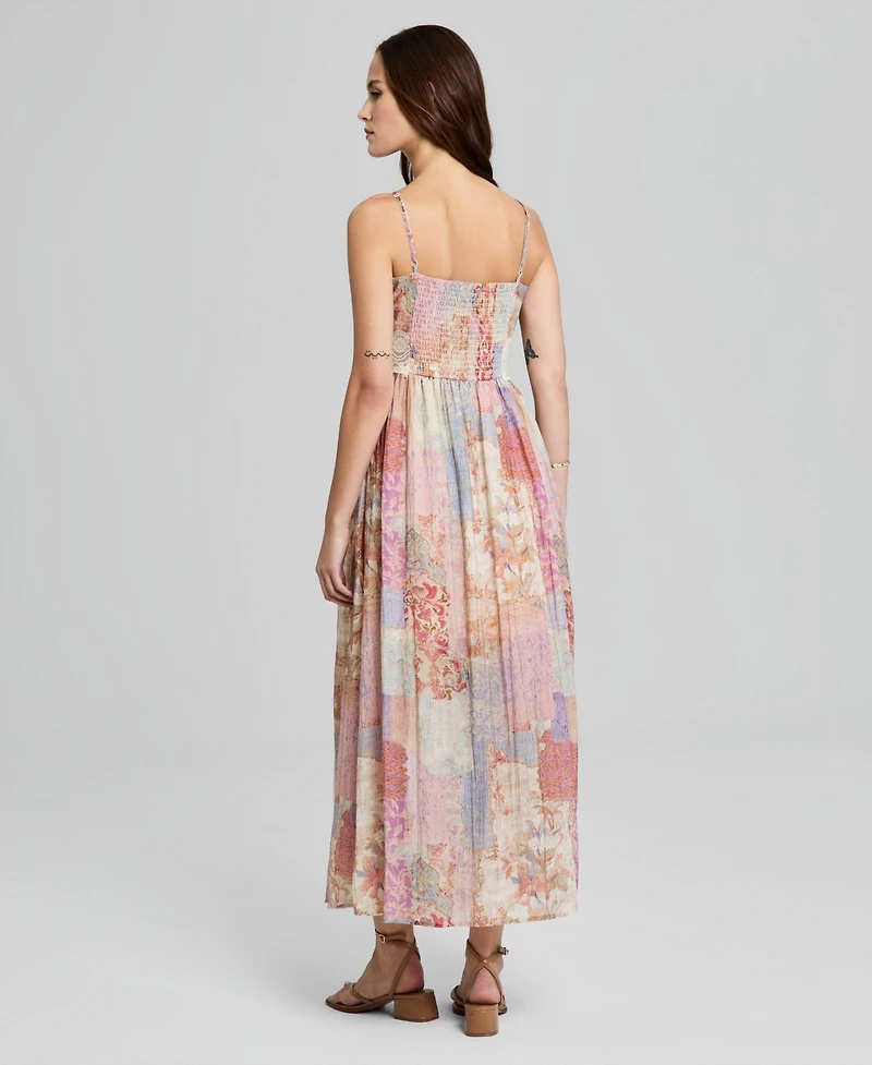 And Now This Women's Lace-Trim Patchwork-Print Maxi Dress, Macy's Exclusive