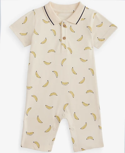 First Impressions Baby Boys' 0M-24M Cotton Banana-Print Polo Sunsuit, Macy's Exclusive