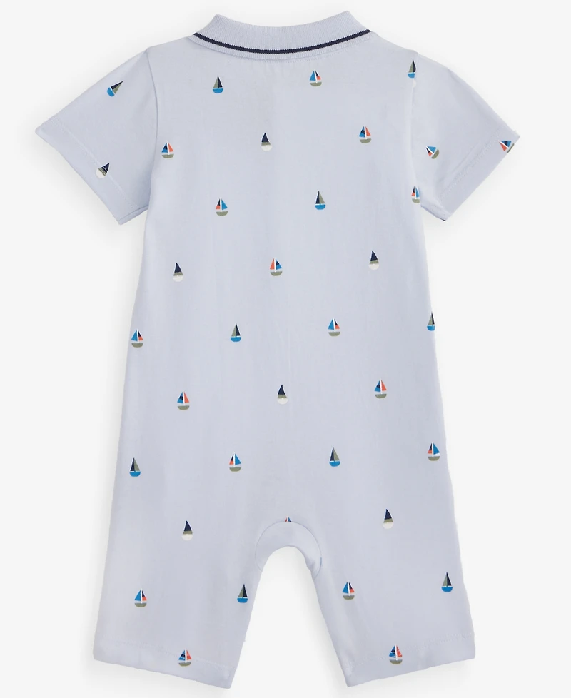 First Impressions Baby Boys' 0M-24M Cotton Sailboat-Print Polo Sunsuit, Macy's Exclusive