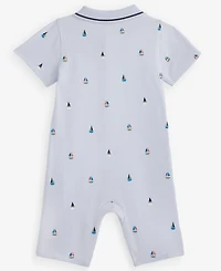 First Impressions Baby Boys' 0M-24M Cotton Sailboat-Print Polo Sunsuit, Macy's Exclusive