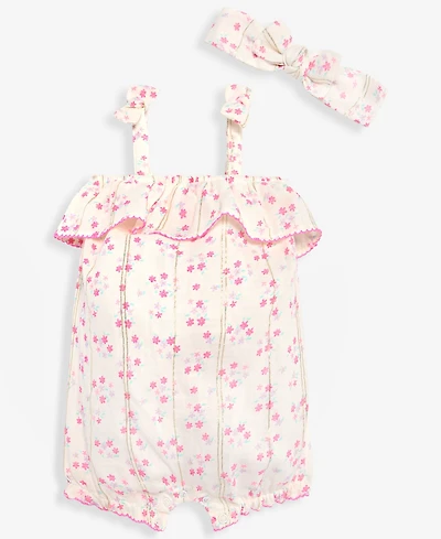First Impressions Baby Girls' 3M-24M Floral Romper & Headband, 2-Piece Set, Macy's Exclusive