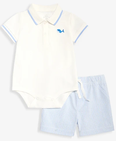 First Impressions Baby Boys' 3M-24M Polo Bodysuit & Seersucker Shorts, 2-Piece Set, Macy's Exclusive