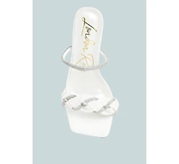 Womens Big Plan Diamante Detail Mid Heel Sandals