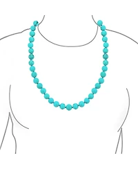 Bling Jewelry Classic Hand Knotted 10MM Round Ball Bead 36 Inch Long Strand Double Wrap Layer Blue Natural Turquoise Necklace Sterling Silver