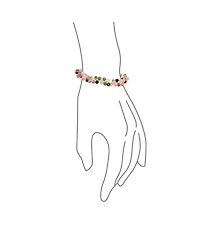 Bling Jewelry Small Wrist Chain Link Bracelet with Rainbow Tourmaline and 18K Gold Plating