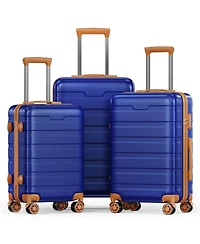 Sugift 3 Piece Hardshell Luggage Set with Spinner Wheels Tsa Lock and Aluminum Telescopic Handle