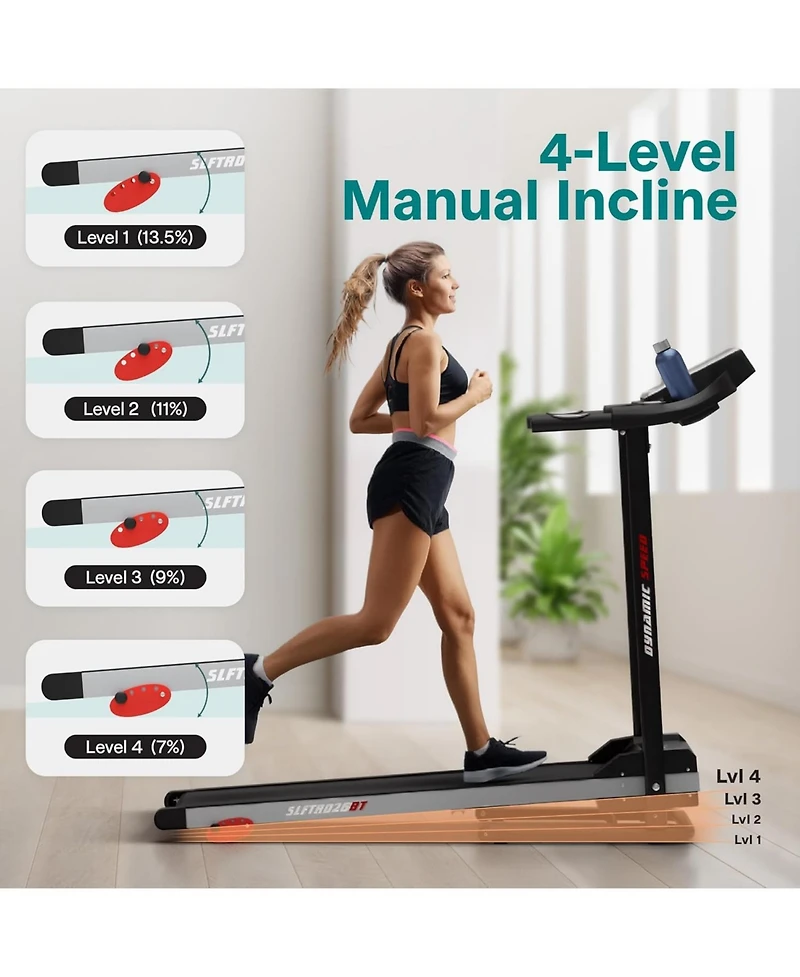 SereneLife Folding Motorized Treadmill, 1.0 Hp Running Machine with 12 Preset Programs, 6.0 Mph Max Speed, 3" Lcd Display