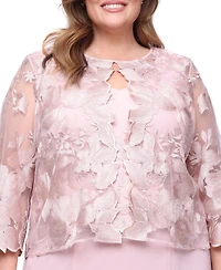 Alex Evenings Plus A-Line Dress With Lace Mock Jacket