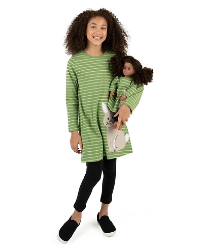 Leveret Big Girls 6-14 Matching Doll Long Sleeve Cotton Crew Neck A-Line Dress