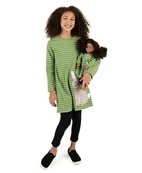 Leveret Big Girls 6-14 Matching Doll Long Sleeve Cotton Crew Neck A-Line Dress