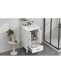 Sillysis Bathroom Vanity with Ceramic Sink, Drawer & Soft Close Doors, Small Space Modern Cabinet