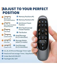 gaomon Twin Xl Adjustable Bed Frame, Ergonomic Electric Bed Base with Wireless Remote and 2 Usb Ports, Head and Foot Incline, Nightlight, Massager