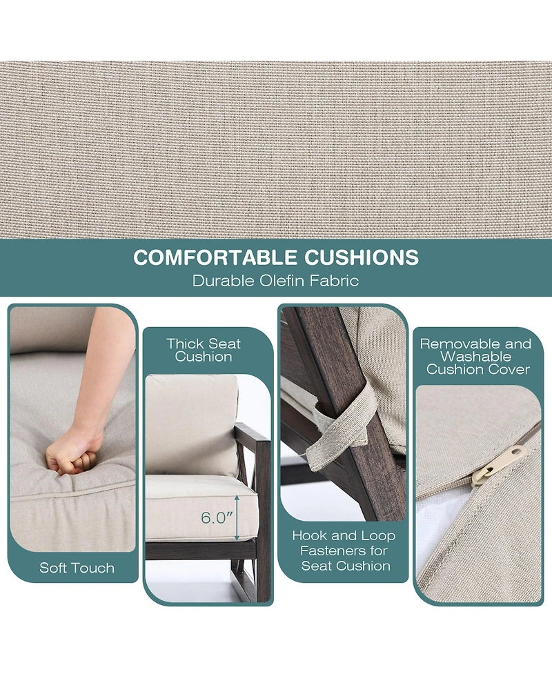 Gymax 2PCS Patio Loveseat & Table Set Cushioned Outdoor Conversation Furniture Set