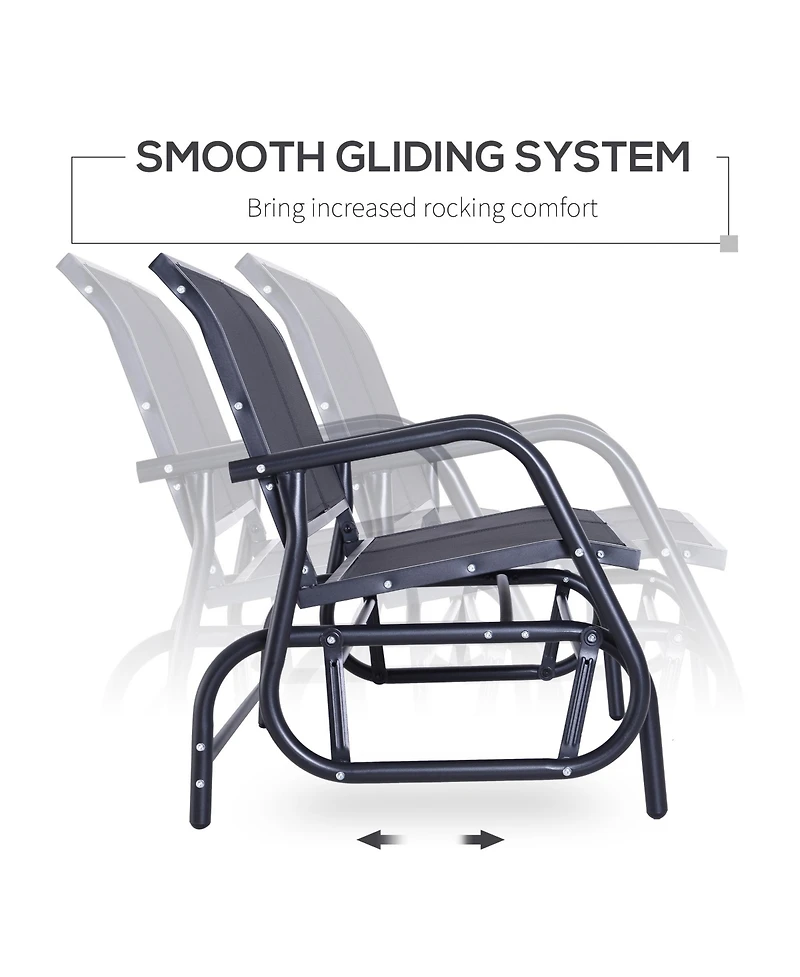 Clihome 2-Person Outdoor Glider Bench, Patio Double Swing Rocking Chair Loveseat w/ Powder Coated Steel Frame