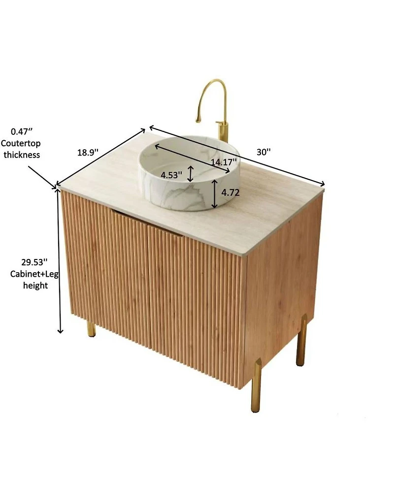 Sillysis Freestanding Bathroom Vanity with Sink, Sintered Stone Countertop, Soft Close Double Doors, Large Storage Cabinet