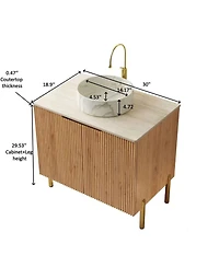 Sillysis Freestanding Bathroom Vanity with Sink, Sintered Stone Countertop, Soft Close Double Doors, Large Storage Cabinet
