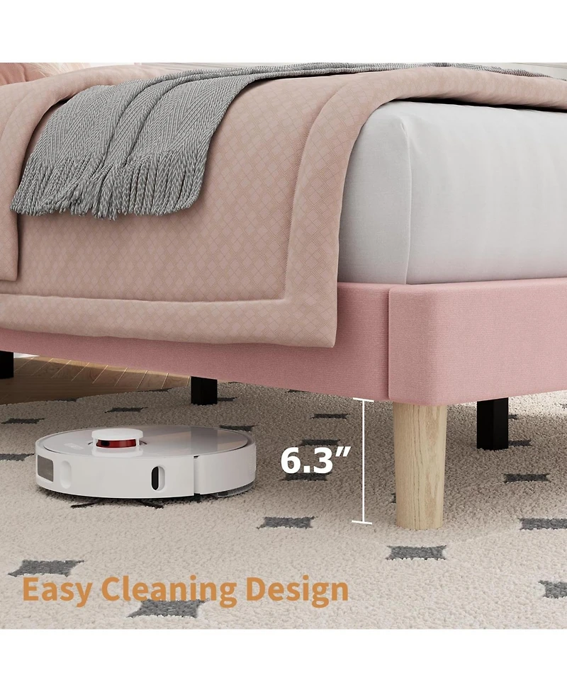 gaomon Twin Bed Frame with Adjustable Headboard, Velvet Upholstered Platform Bed Frame Twin Size, Vertical Channel Tufted, Strong Wooden Slats