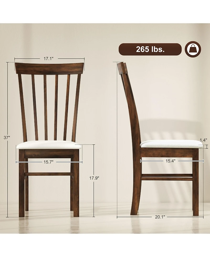 Homcom Farmhouse Wooden Dining Chairs Set of 4