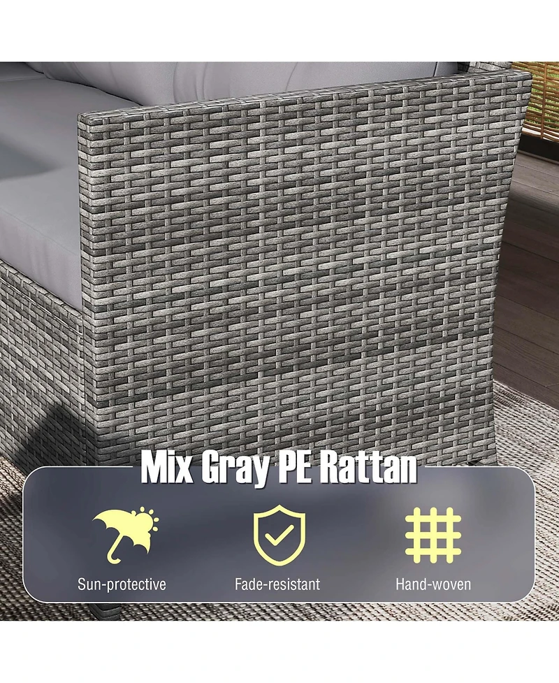 Gymax Set of 7 Dining Furniture Set Pe Rattan Sectional Sofa Set Patio