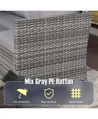 Gymax Set of 7 Dining Furniture Set Pe Rattan Sectional Sofa Set Patio