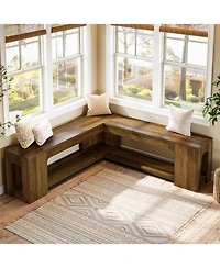 Tribesigns L Shaped Corner Bench, Farmhouse Breakfast Nook Bench with Removable Seat Cushion