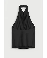 Nocturne Women's Satin Halter-Neck Draped Top