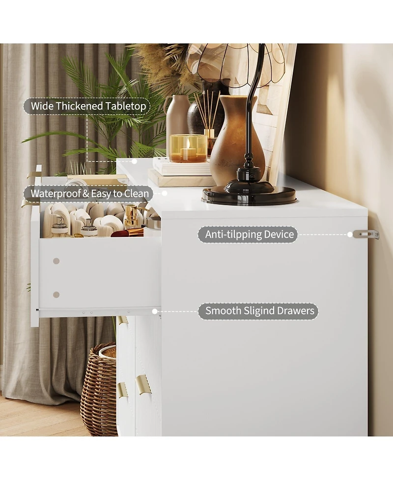gaomon Fluted 8-Drawer Dresser for Bedroom, Wide Modern Wooden Chest of Drawers