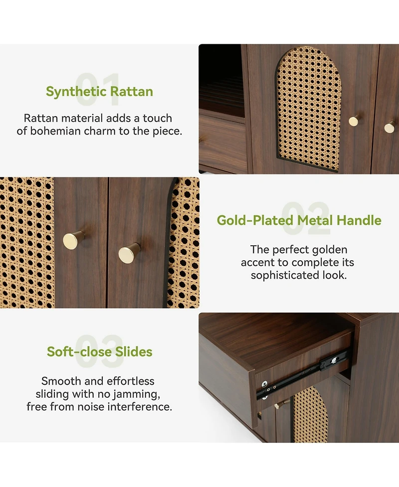 Tribesigns Cat Litter Box Enclosure - Stylish Cabinet on Wheels with Drawers for Easy Movement and Storage