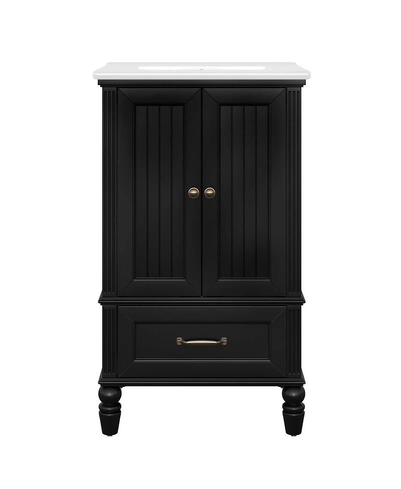 Sillysis Bathroom Vanity with Sink, Cabinet Doors and Drawer, Magnetic Door Adjustable Feet for Small Bathrooms-Sillysis