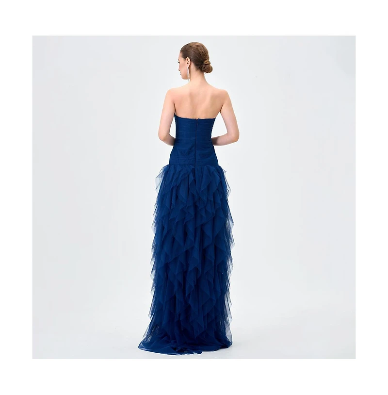 Bariano Women's Ziana Strapless Ruffle Ball Gown