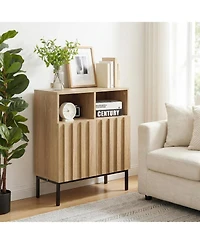 gaomon Farmhouse Buffet Cabinet with Storage, Sideboard Cabinet with 2 Fluted Doors, Adjustable Shelf and Metal Legs