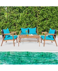 Gymax 8 Piece Patio Conversation Set Outdoor Furniture Set w/ Cushion