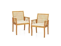 Slickblue 2-Piece Patio Dining Chair Set in Acacia Wood with Armrests