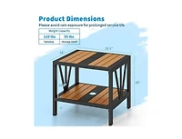 Slickblue Outdoor Side Table with Umbrella Hole and Shelf