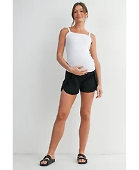 Hello Miz Women's Maternity Over-the-Belly Active Shorts with Built-In Liner