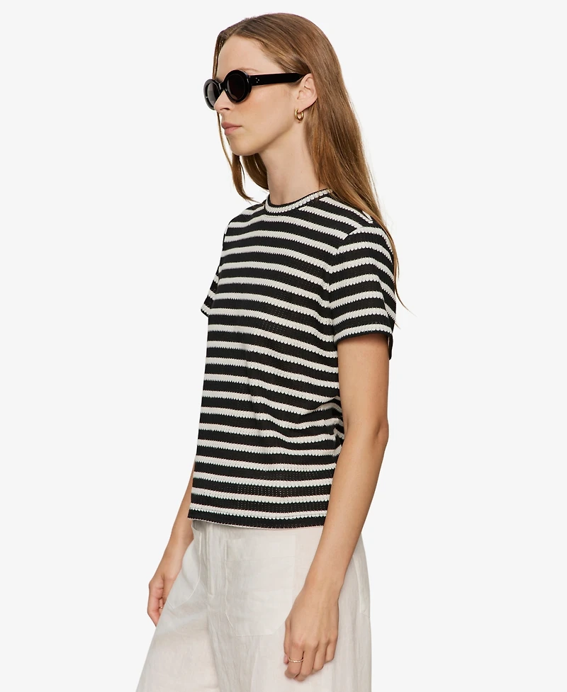 Sanctuary Women's Striped Crewneck Textured Tee