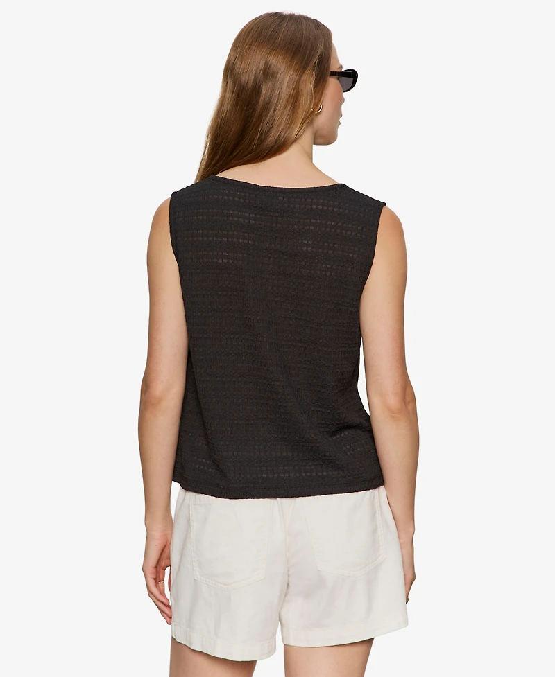 Sanctuary Women's Crewneck Button-Front Textured Top