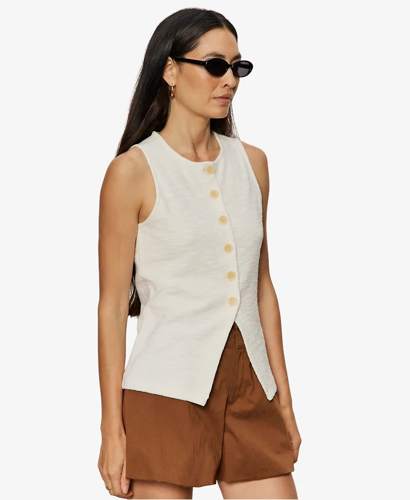 Sanctuary Women's Crewneck Button-Front Knit Vest